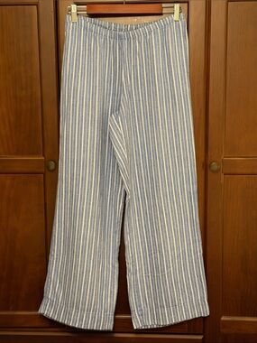 Blue and White Striped Wide-Leg Pants size Small